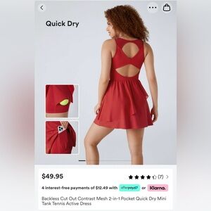 Halara Cut Out Contrast Mesh 2-in-1 Pocket Active Dress - XL - NEW